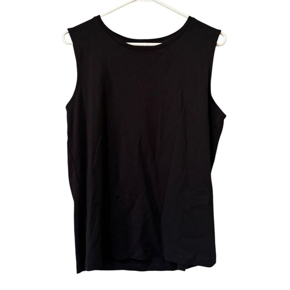Christopher & Banks Women Size Large Sleeveless Cotton Shirt Black Casual Summer